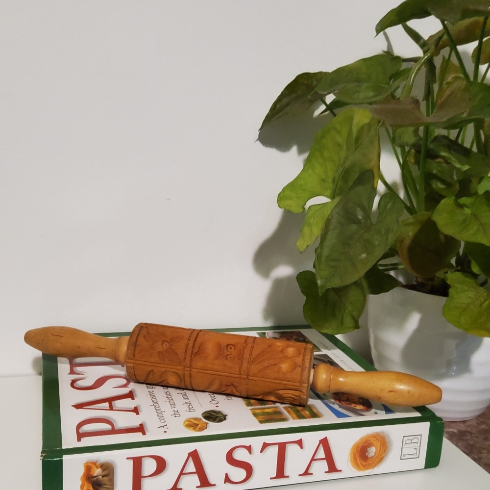 Vintage Carved Wood Rolling Pin